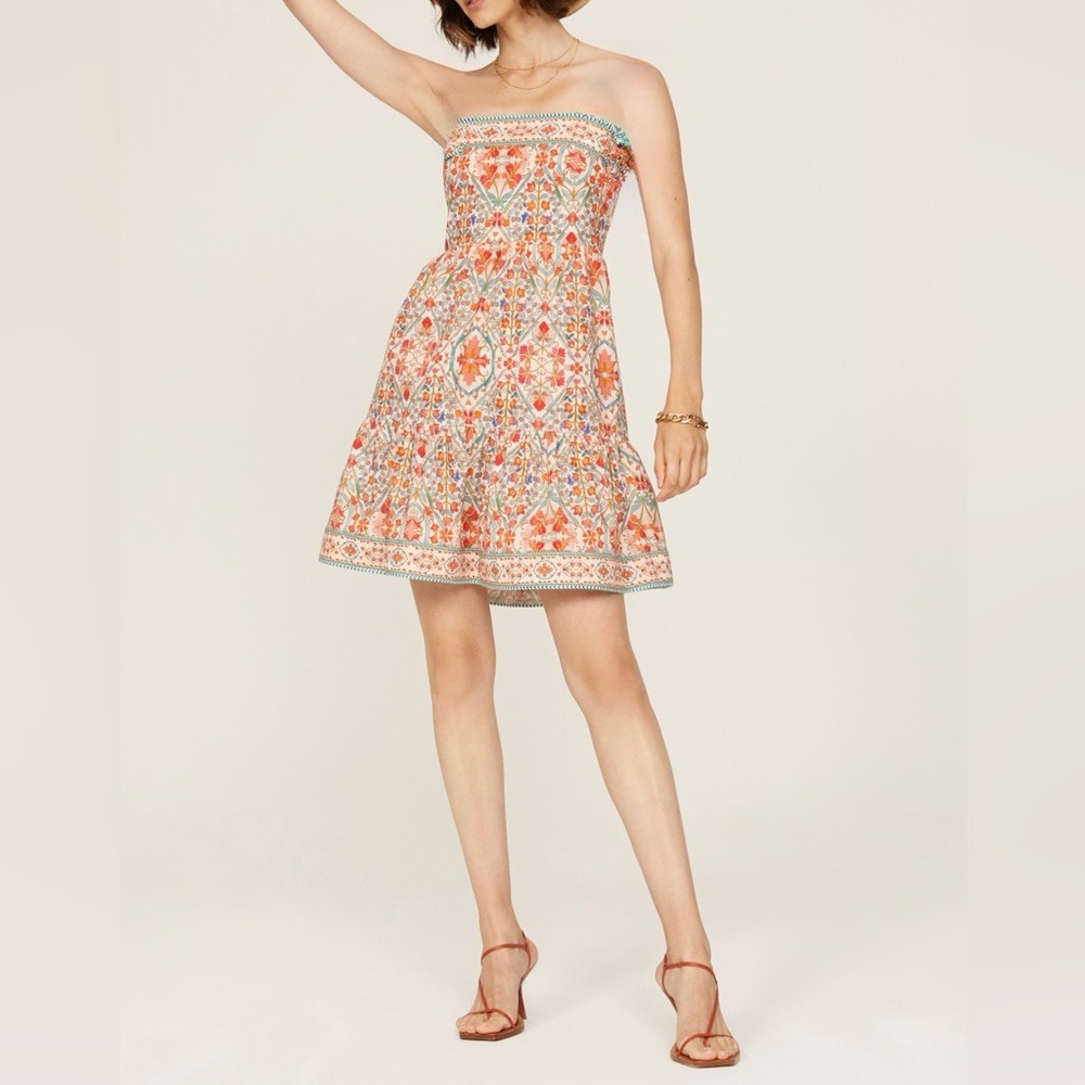 Shoshanna Floral Faye Dress Strapless Boho Reworked Mini